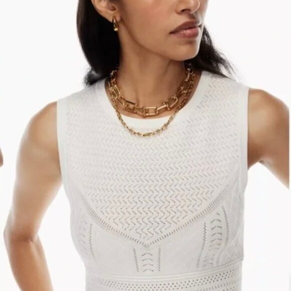 Babaton aritzia pointelle knit tank white new e space crop top - Picture 1 of 6